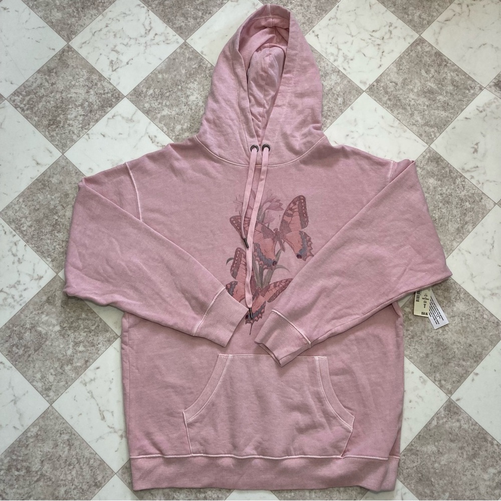 Aeropostale Butterfly Duo Pullover Hoodie Sweater Pink Size S